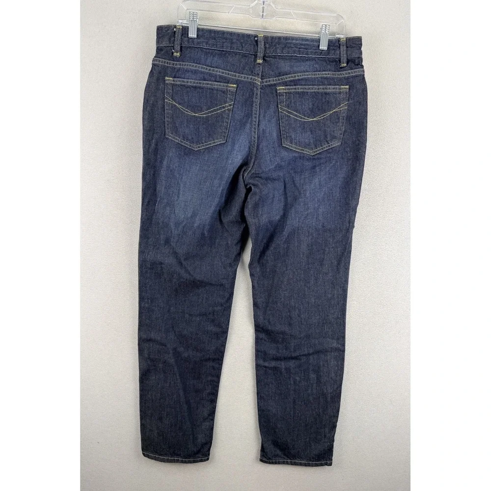 J Jill Jeans Women's Sz 12 Slim Straight Mid-Rise‎ Dark Wash Everyday Blue Denim